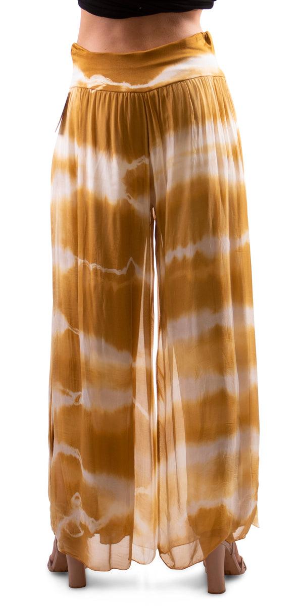 Jasmin Tie-Dye Slit Pant - Gigi Moda - Made in Italy # gigi moda, made in italy, resort, resort wear, Side, Silk, Slit, Spring, Summer, Tie Dye