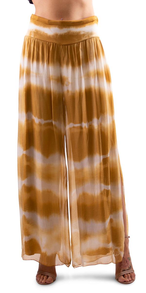 Jasmin Tie-Dye Slit Pant - Gigi Moda - Made in Italy # gigi moda, made in italy, resort, resort wear, Side, Silk, Slit, Spring, Summer, Tie Dye