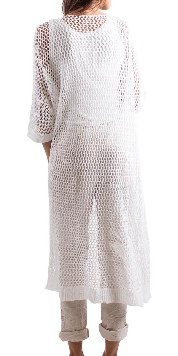 Ginavra Knitted Mesh Maxi Open Jacket - Gigi Moda - Made in Italy # Comfortable fit, made in italy, Sweater, Womens Clothing, Womens Tops