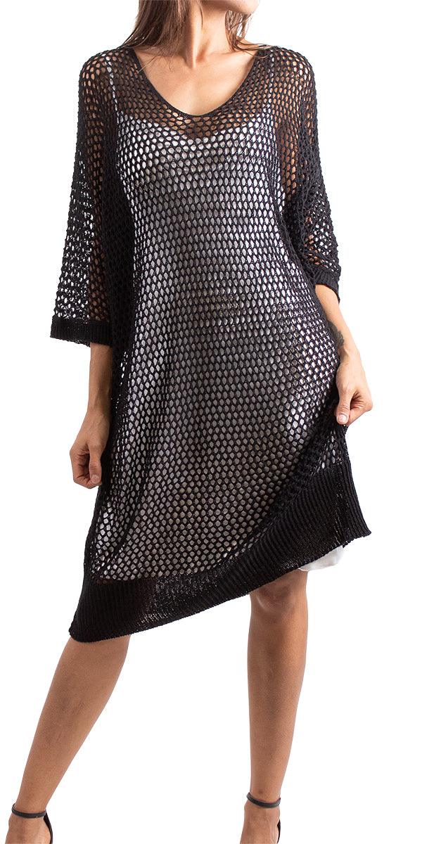 Ginavra Knit Mesh Dress Cover Up - Gigi Moda - Made in Italy # Comfortable fit, made in italy, Sweater, Womens Clothing, Womens Tops