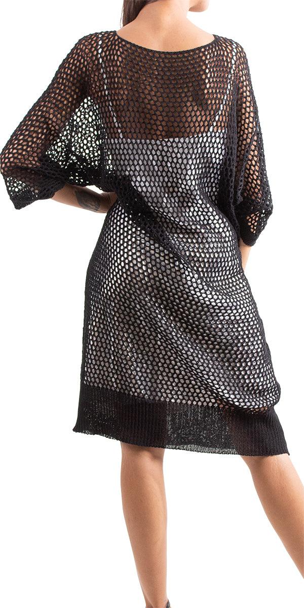 Ginavra Knit Mesh Dress Cover Up - Gigi Moda - Made in Italy # Comfortable fit, made in italy, Sweater, Womens Clothing, Womens Tops