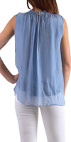 Elegante Sleeveless Top - Shop Gigi Moda - Made in Italy # 100% Silk, Blouse, Gigi Moda, italian top, Made in Italy, OS, Ruffle, ruffled neck, Silk, Sleeveless