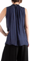 Elegante Sleeveless Top - Shop Gigi Moda - Made in Italy # 100% Silk, Blouse, Gigi Moda, italian top, Made in Italy, OS, Ruffle, ruffled neck, Silk, Sleeveless
