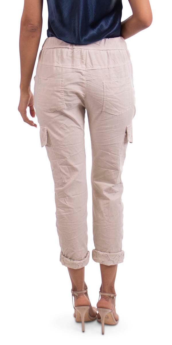 Mounia Cargo Pants - Gigi Moda - Made in Italy # cargo pants, free shipping, Gigi Moda, lace, lace pants, Made in Italy, one size, Pants, viscose, washable