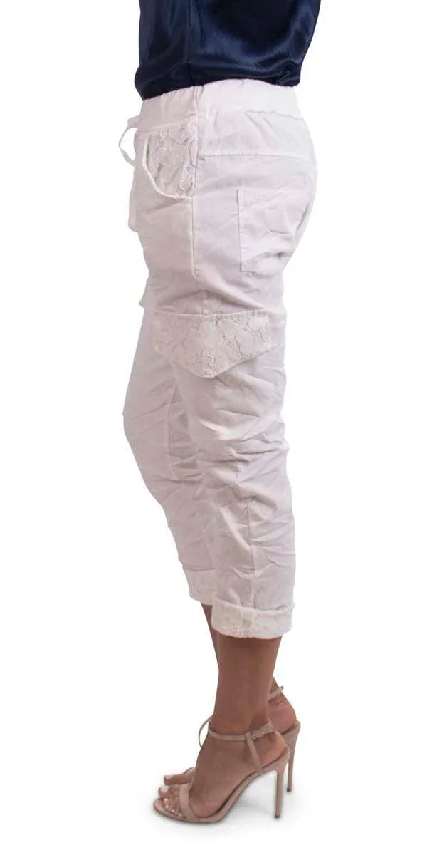 Mounia Cargo Pants - Gigi Moda - Made in Italy # cargo pants, free shipping, Gigi Moda, lace, lace pants, Made in Italy, one size, Pants, viscose, washable