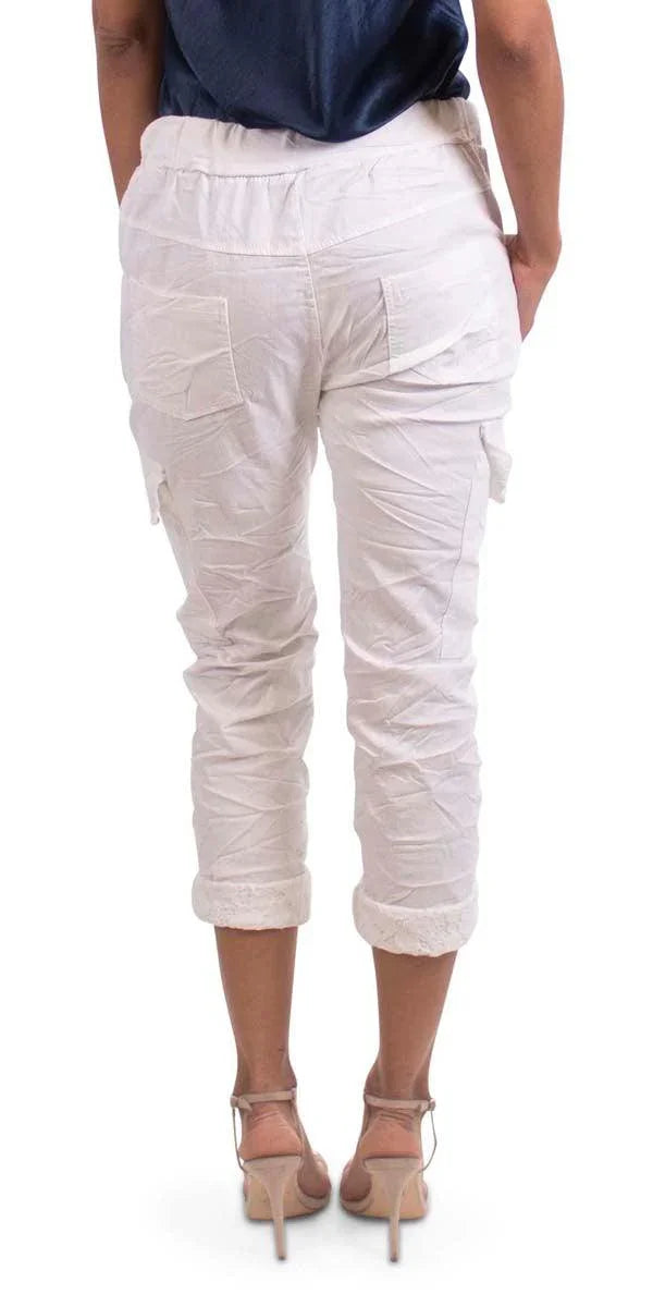 Mounia Cargo Pants - Gigi Moda - Made in Italy # cargo pants, free shipping, Gigi Moda, lace, lace pants, Made in Italy, one size, Pants, viscose, washable