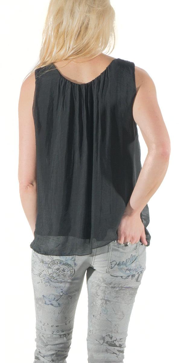 Aella Silk Tank - Gigi Moda - Made in Italy # Blouse, Made in Italy, one size, red white blue, Silk, Sleeveless, summer, tank, Top