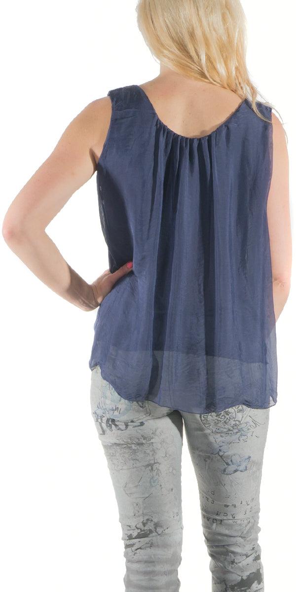 Aella Silk Tank - Gigi Moda - Made in Italy # Blouse, Made in Italy, one size, red white blue, Silk, Sleeveless, summer, tank, Top