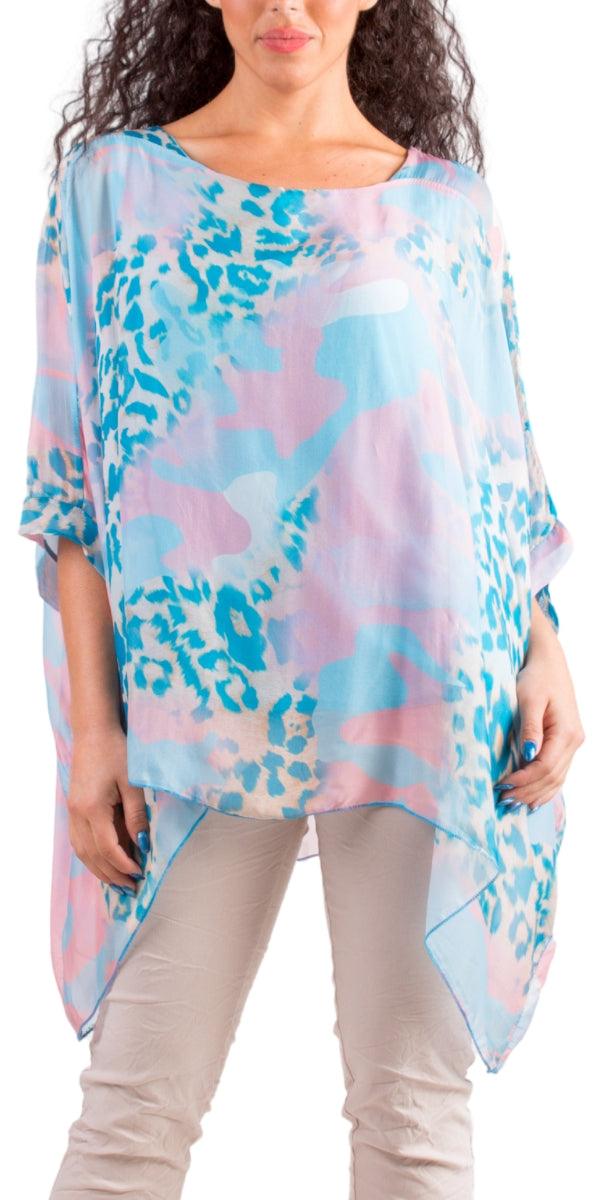 Seta Camo Safari Kaftan - Gigi Moda - Made in Italy # 100% Silk, animal print, Blouse, Camo print, gigi moda, Kaftan, Made in Italy, OS, resort, resort wear, Silk