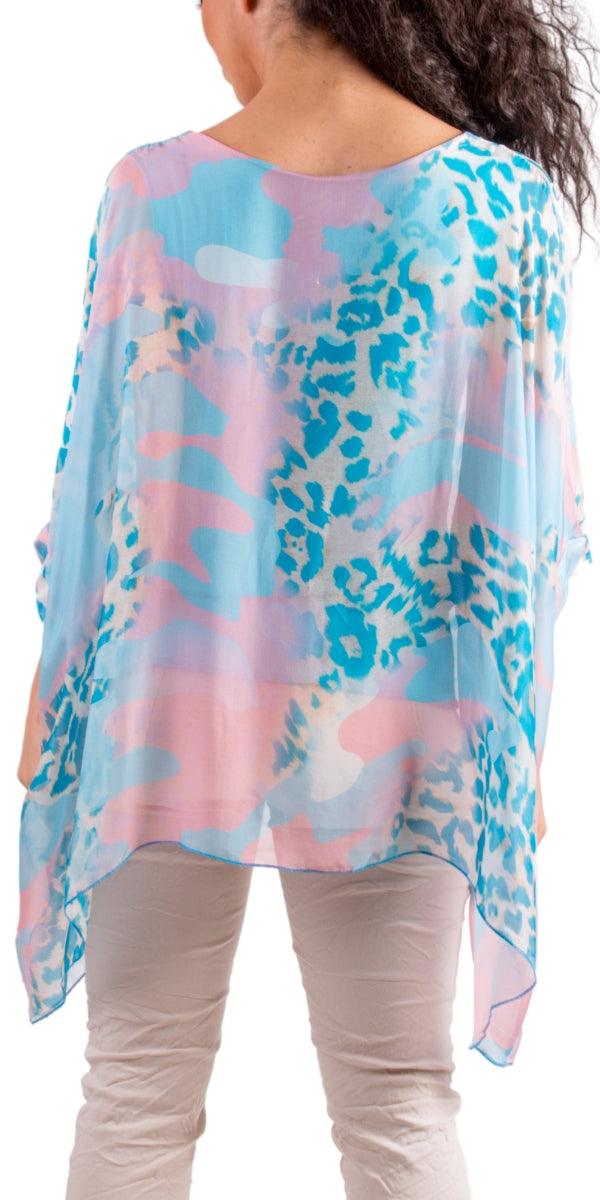 Seta Camo Safari Kaftan - Gigi Moda - Made in Italy # 100% Silk, animal print, Blouse, Camo print, gigi moda, Kaftan, Made in Italy, OS, resort, resort wear, Silk