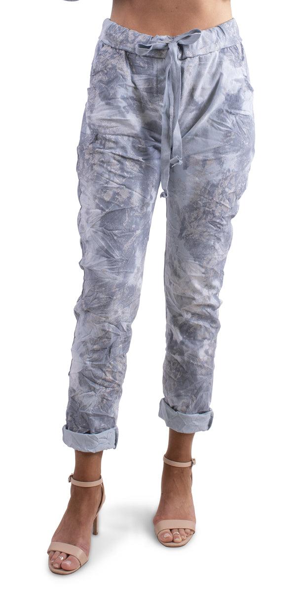 Brillare Pant - Gigi Moda - Made in Italy # cropped pant, elastic, fall, Gigi Moda, glitter, Made in Italy, one size, Pants, rolled hem