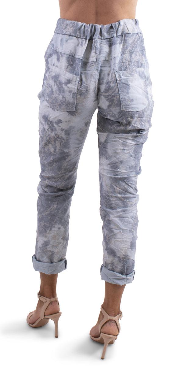 Brillare Pant - Gigi Moda - Made in Italy # cropped pant, elastic, fall, Gigi Moda, glitter, Made in Italy, one size, Pants, rolled hem