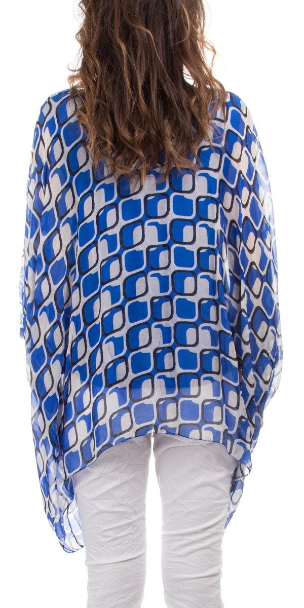 Seta Vee Gia Kaftan - Gigi Moda - Made in Italy # 100% Silk, Blouse, Gigi Moda, Made in Italy, OS, Silk, style 70, Top, Vintage style