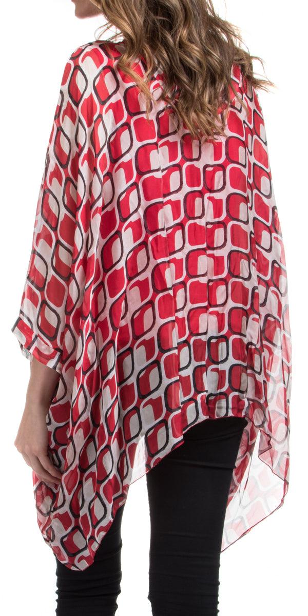 Seta Vee Gia Kaftan - Gigi Moda - Made in Italy # 100% Silk, Blouse, Gigi Moda, Made in Italy, OS, Silk, style 70, Top, Vintage style