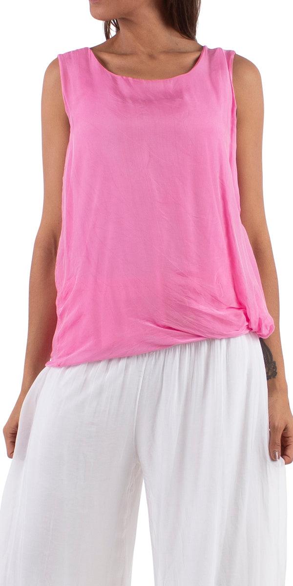 Paola Silk Tank - Gigi Moda - Made in Italy # 100% Silk, Blouse, Gigi Moda, italian top, Made in Italy, OS, resort wear, Silk, Sleeveless, spring, Top, viscose, washable