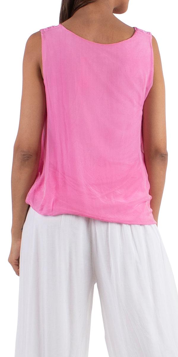 Paola Silk Tank - Gigi Moda - Made in Italy # 100% Silk, Blouse, Gigi Moda, italian top, Made in Italy, OS, resort wear, Silk, Sleeveless, spring, Top, viscose, washable