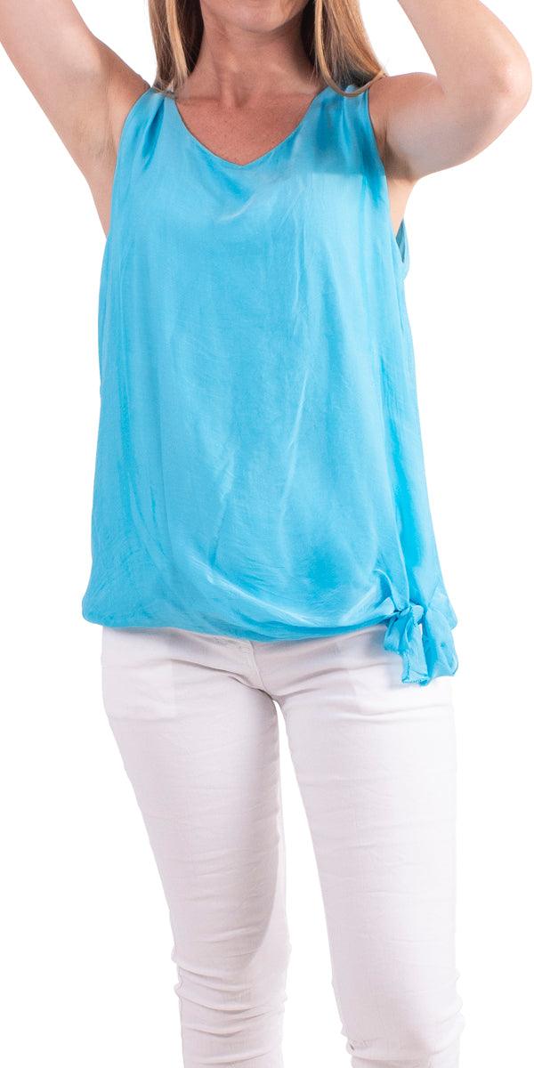 Paola Silk Tank - Gigi Moda - Made in Italy # 100% Silk, Blouse, Gigi Moda, italian top, Made in Italy, OS, resort wear, Silk, Sleeveless, spring, Top, viscose, washable