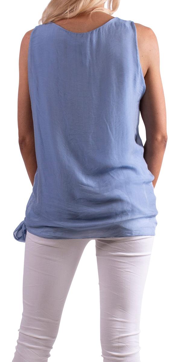 Paola Silk Tank - Gigi Moda - Made in Italy # 100% Silk, Blouse, Gigi Moda, italian top, Made in Italy, OS, resort wear, Silk, Sleeveless, spring, Top, viscose, washable