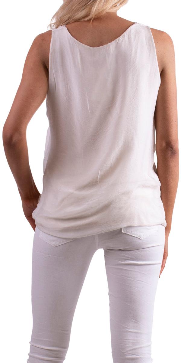 Paola Silk Tank - Gigi Moda - Made in Italy # 100% Silk, Blouse, Gigi Moda, italian top, Made in Italy, OS, resort wear, Silk, Sleeveless, spring, Top, viscose, washable