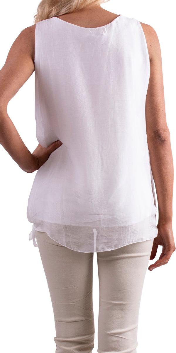 Paola Silk Tank - Gigi Moda - Made in Italy # 100% Silk, Blouse, Gigi Moda, italian top, Made in Italy, OS, resort wear, Silk, Sleeveless, spring, Top, viscose, washable