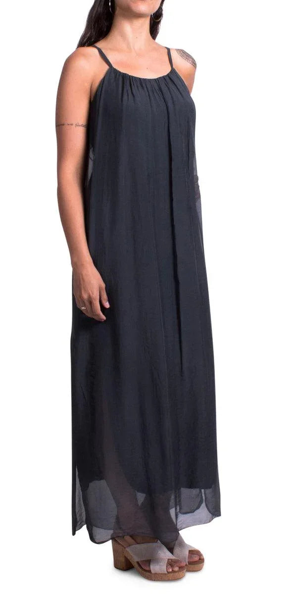 Venus Silk Dress - Gigi Moda - Made in Italy # 100% Silk, Dress, Gigi Moda, Made in Italy, Maxi Dress, OS, resort, resort wear, Silk, Sleeveless, Spaghetti Strap, washable