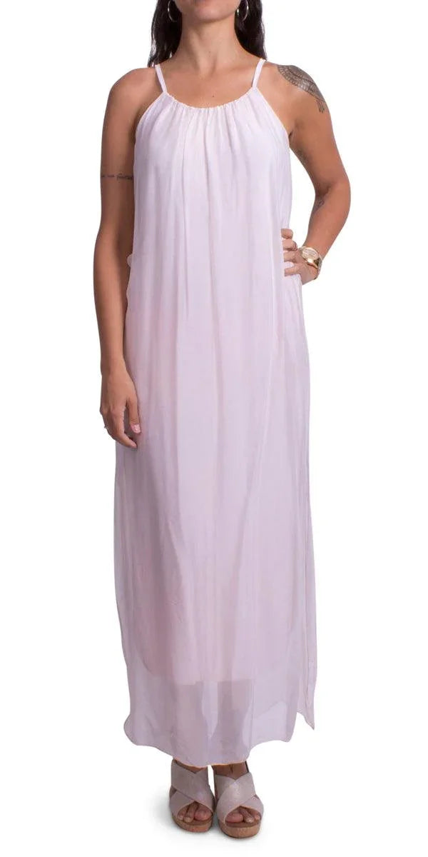 Venus Silk Dress - Gigi Moda - Made in Italy # 100% Silk, Dress, Gigi Moda, Made in Italy, Maxi Dress, OS, resort, resort wear, Silk, Sleeveless, Spaghetti Strap, washable