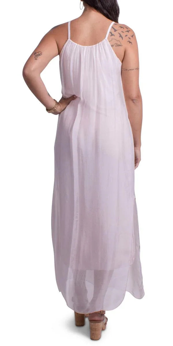 Venus Silk Dress - Gigi Moda - Made in Italy # 100% Silk, Dress, Gigi Moda, Made in Italy, Maxi Dress, OS, resort, resort wear, Silk, Sleeveless, Spaghetti Strap, washable
