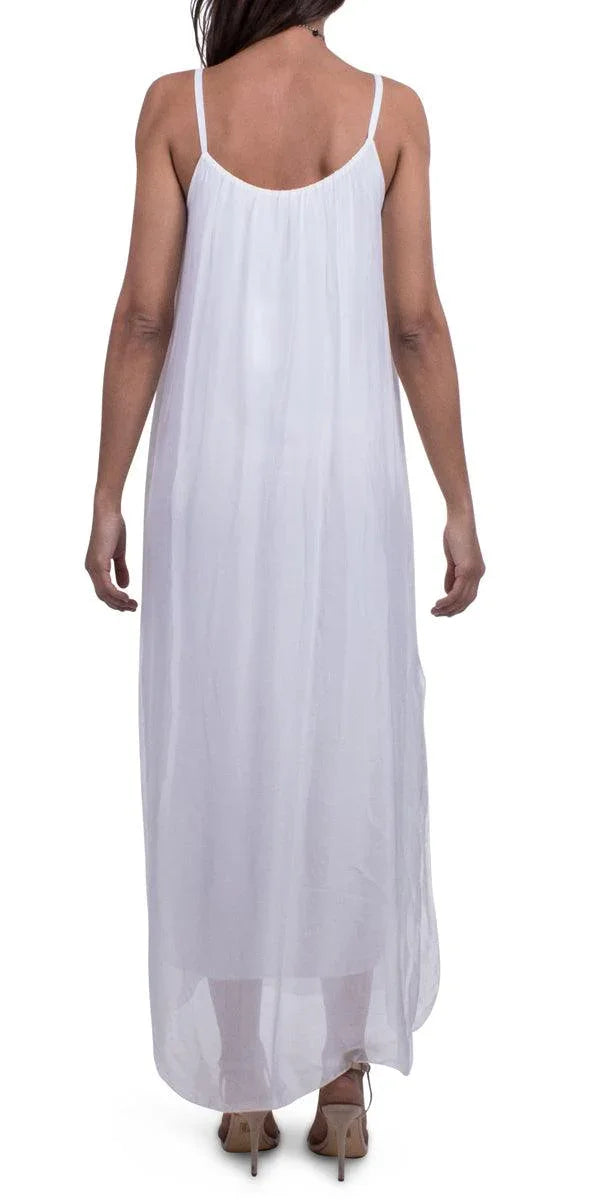 Venus Silk Dress - Gigi Moda - Made in Italy # 100% Silk, Dress, Gigi Moda, Made in Italy, Maxi Dress, OS, resort, resort wear, Silk, Sleeveless, Spaghetti Strap, washable