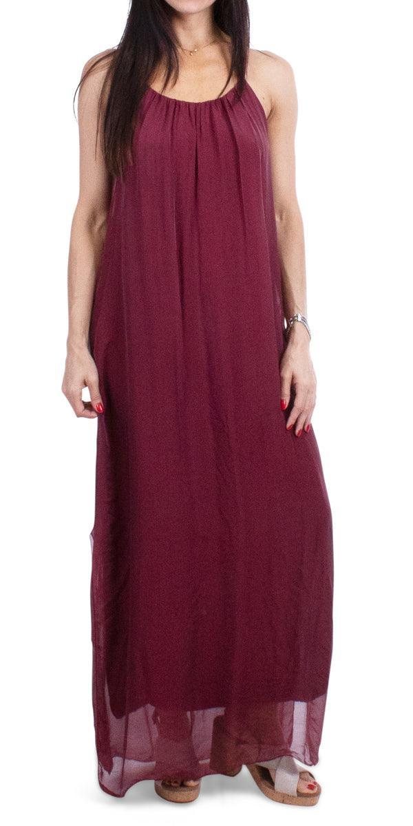 Venus Silk Dress - Gigi Moda - Made in Italy # 100% Silk, Dress, Gigi Moda, Made in Italy, Maxi Dress, OS, resort, resort wear, Silk, Sleeveless, Spaghetti Strap, washable