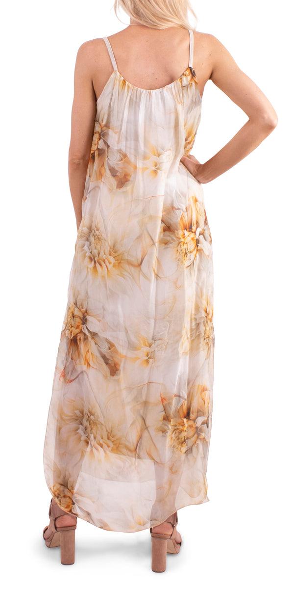 Venus Floral Dress - Gigi Moda - Made in Italy # 100% Silk, Dress, floral, floral design, floral dress, floral pattern, Floral Print, italian silk, italian silk dress, Made in Italy, one size, print silk, printed silk, Silk, silk dress, Sleeveless, spring, summer, viscose
