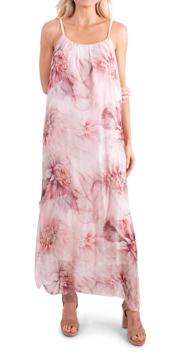 Venus Floral Dress - Gigi Moda - Made in Italy # 100% Silk, Dress, floral, floral design, floral dress, floral pattern, Floral Print, italian silk, italian silk dress, Made in Italy, one size, print silk, printed silk, Silk, silk dress, Sleeveless, spring, summer, viscose