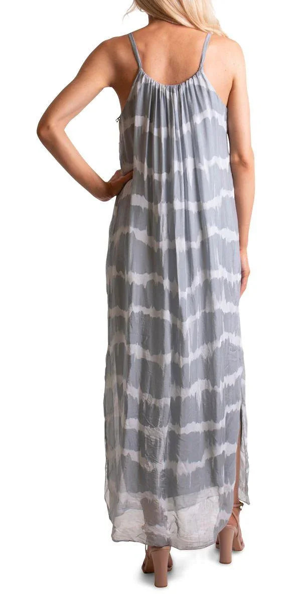 Venus Tie Dye Silk Dress Dove Gray