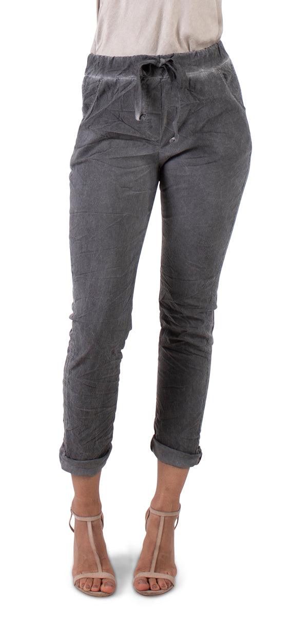 Poluma Pants - Gigi Moda - Made in Italy # Cropped pants, drawstring, drawstring pants, Gigi Moda, lightweight, made in italy, Pants, plain, pockets, stretch
