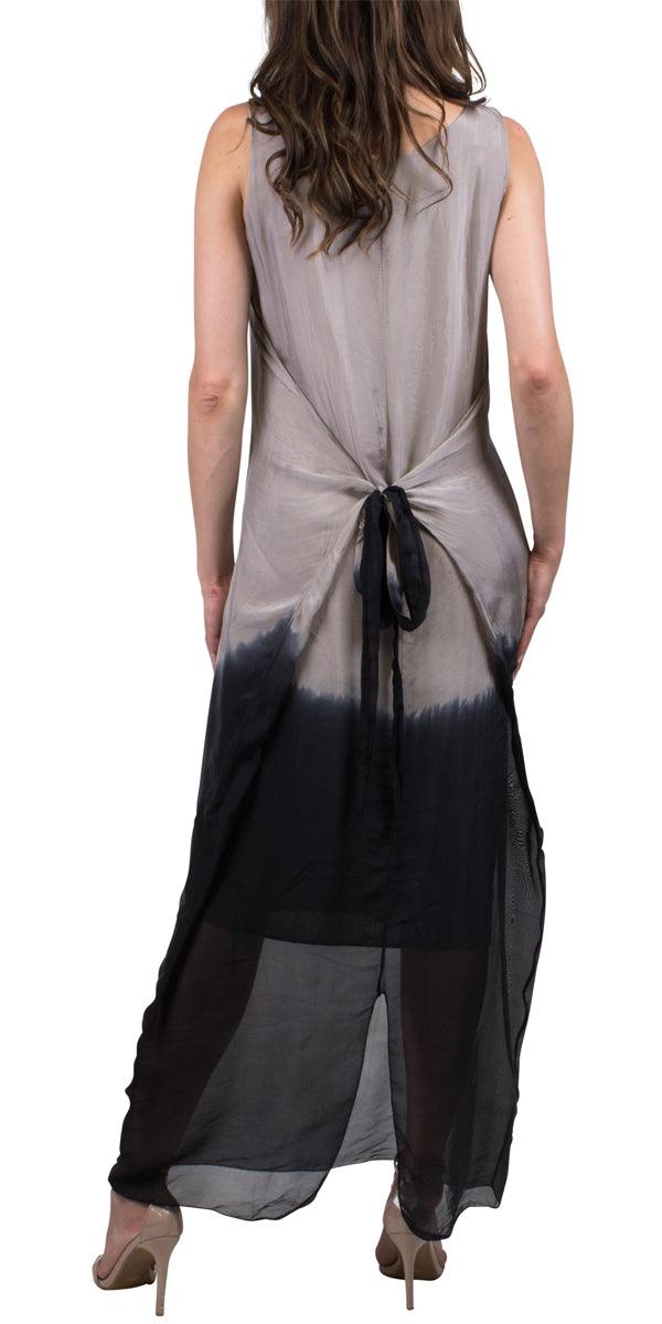 Celia Two Tone Maxi Dress - Gigi Moda - Made in Italy # 100% Silk, Dress, Gigi Moda, Made in Italy, Maxi Dress, OS, Silk, Sleeveless, tie back