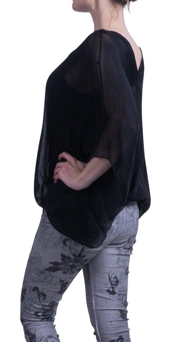 Seta Anna Blouse - Gigi Moda - Made in Italy # 100% Silk, Blouse, Gigi Moda, italian top, Made in Italy, OS, Silk, Top, washable