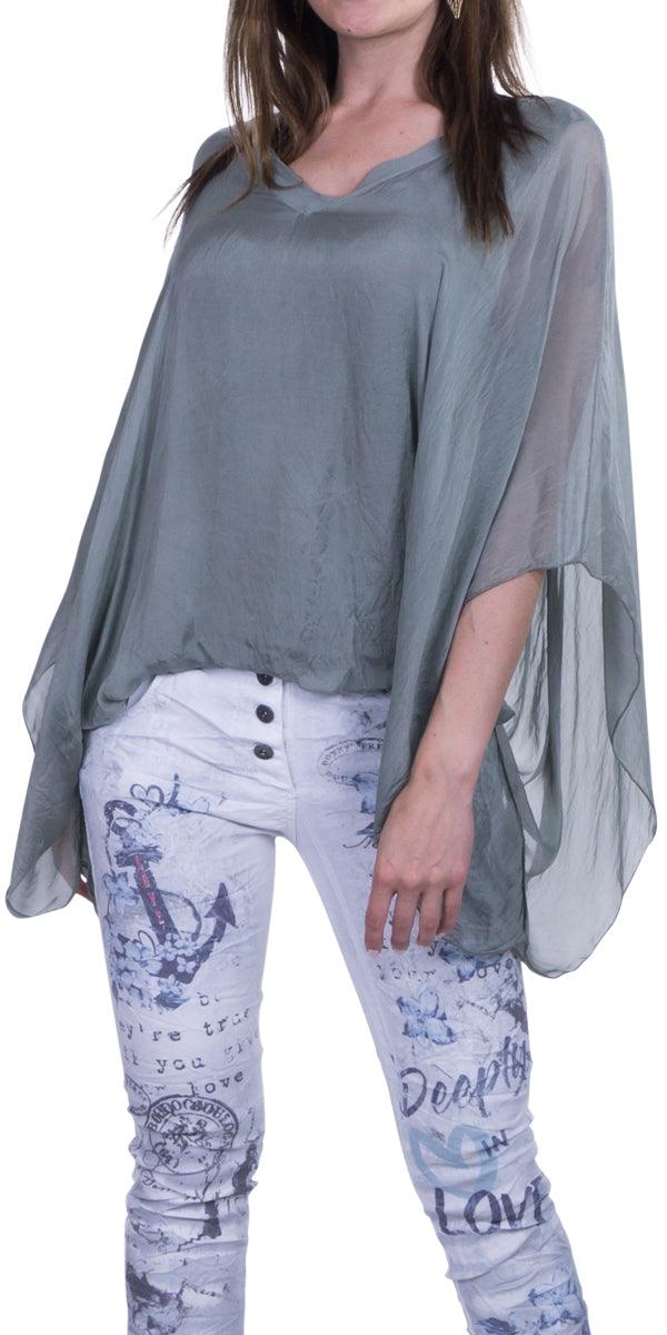 Seta Anna Blouse - Gigi Moda - Made in Italy # 100% Silk, Blouse, Gigi Moda, italian top, Made in Italy, OS, Silk, Top, washable
