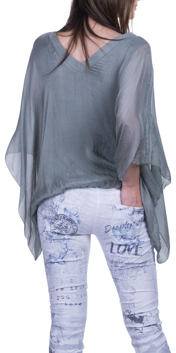 Seta Anna Blouse - Gigi Moda - Made in Italy # 100% Silk, Blouse, Gigi Moda, italian top, Made in Italy, OS, Silk, Top, washable