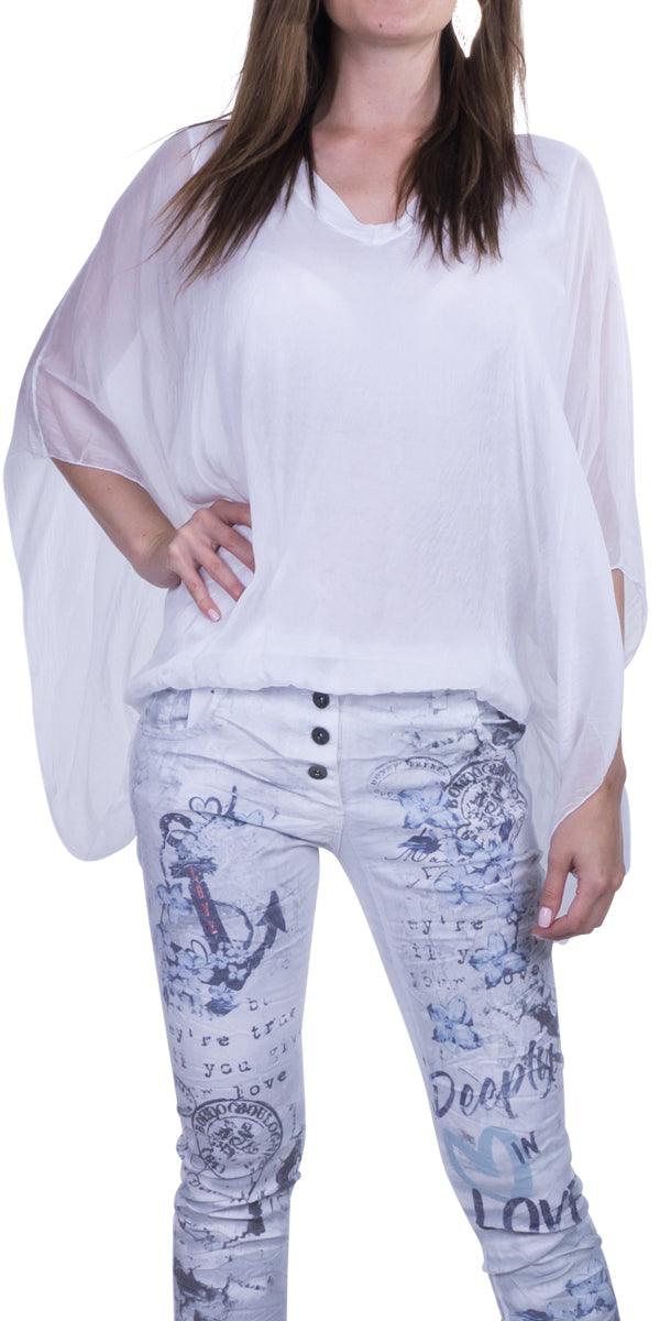 Seta Anna Blouse - Gigi Moda - Made in Italy # 100% Silk, Blouse, Gigi Moda, italian top, Made in Italy, OS, Silk, Top, washable