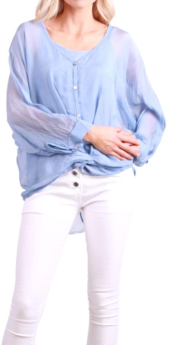 Ryana Blouse - Gigi Moda - Made in Italy # 100% Silk, balloon sleeve, cami, Gigi Moda, italian silk, long sleeve, Made in Italy, Silk top