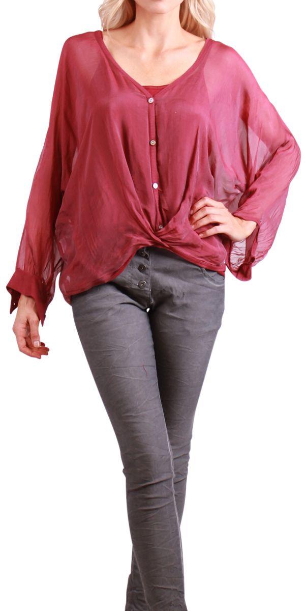 Ryana Blouse - Gigi Moda - Made in Italy # 100% Silk, balloon sleeve, cami, Gigi Moda, italian silk, long sleeve, Made in Italy, Silk top