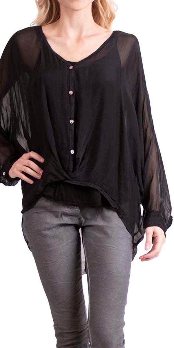 Ryana Blouse - Gigi Moda - Made in Italy # 100% Silk, balloon sleeve, cami, Gigi Moda, italian silk, long sleeve, Made in Italy, Silk top