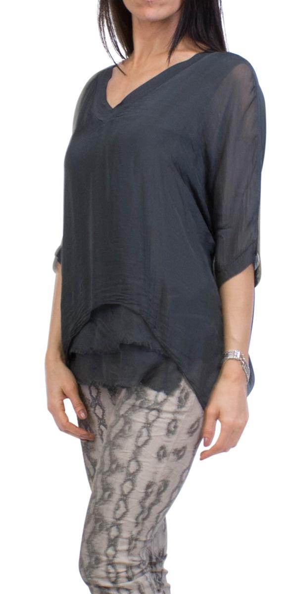 Diana Top - Gigi Moda - Made in Italy # 100% Silk, Blouse, free shipping, Gigi Moda, italian top, Made in Italy, OS, resort, resort wear, Silk, Top, washable