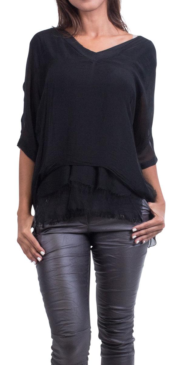 Diana Top - Gigi Moda - Made in Italy # 100% Silk, Blouse, free shipping, Gigi Moda, italian top, Made in Italy, OS, resort, resort wear, Silk, Top, washable