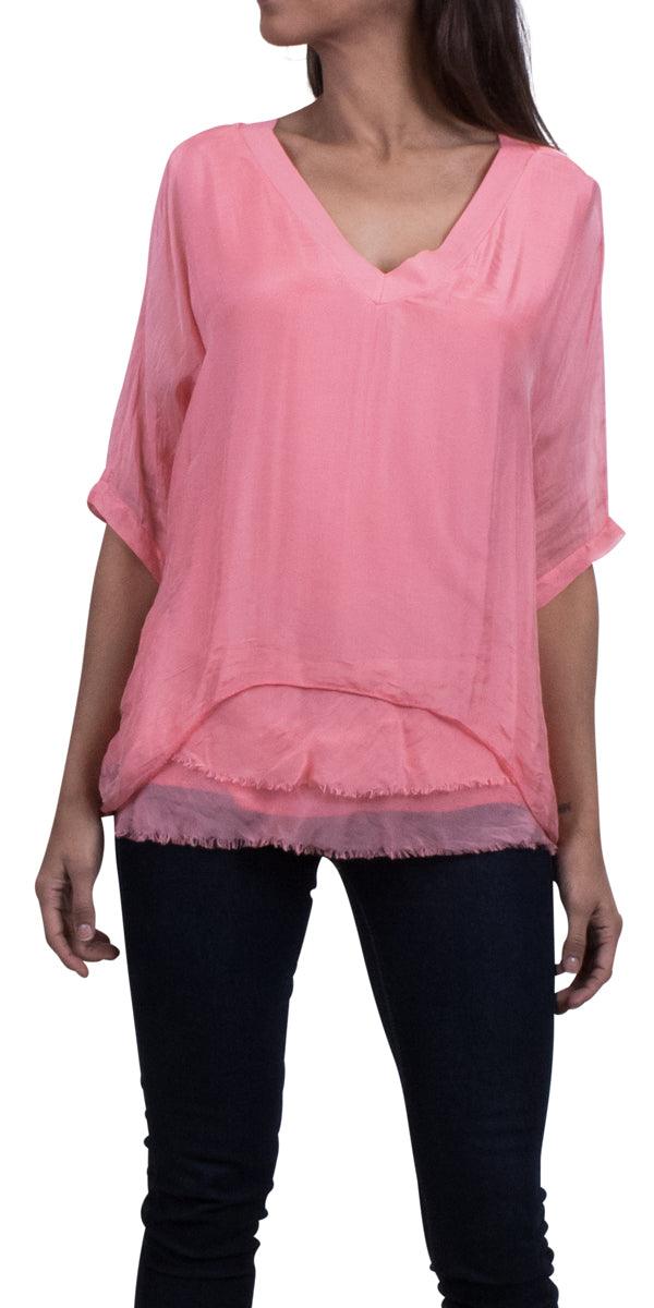 Diana Top - Gigi Moda - Made in Italy # 100% Silk, Blouse, free shipping, Gigi Moda, italian top, Made in Italy, OS, resort, resort wear, Silk, Top, washable