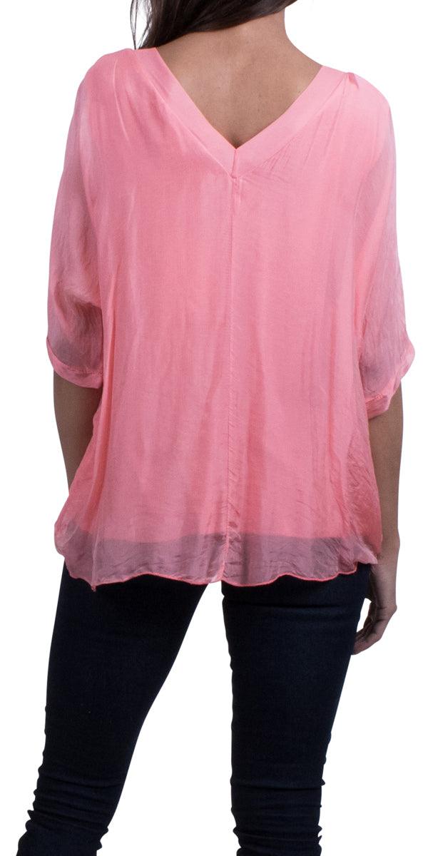 Diana Top - Gigi Moda - Made in Italy # 100% Silk, Blouse, free shipping, Gigi Moda, italian top, Made in Italy, OS, resort, resort wear, Silk, Top, washable