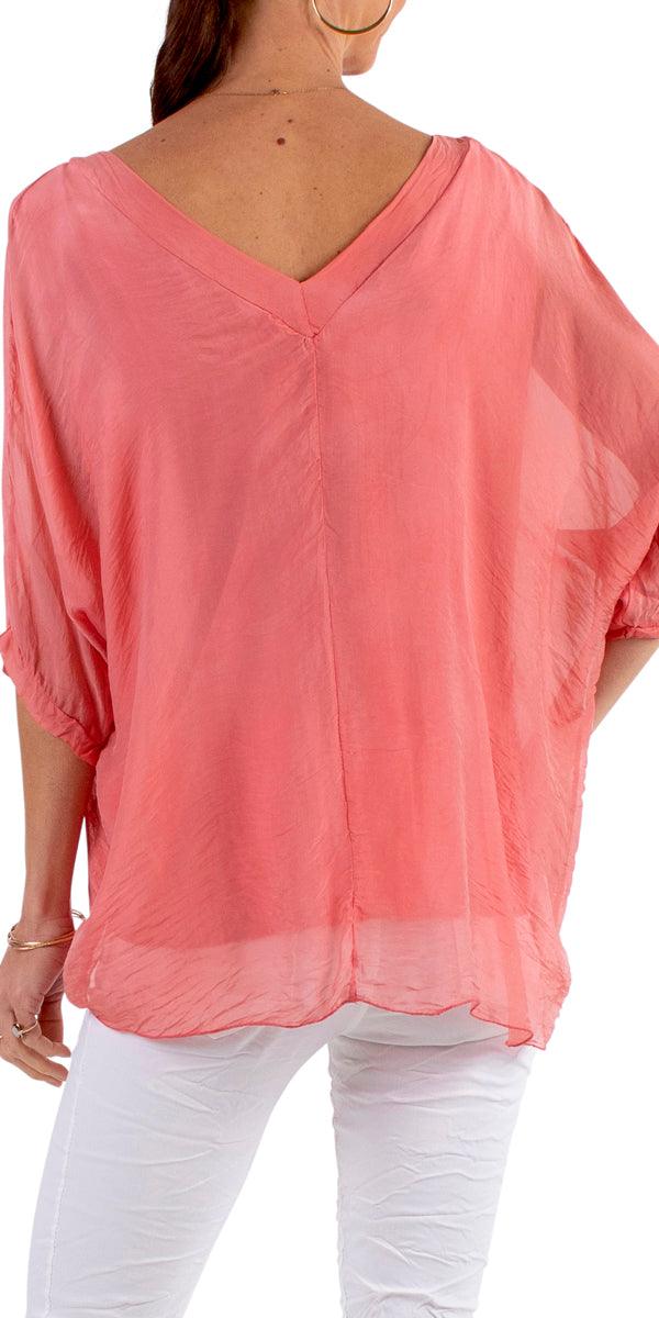 Diana Top - Gigi Moda - Made in Italy # 100% Silk, Blouse, free shipping, Gigi Moda, italian top, Made in Italy, OS, resort, resort wear, Silk, Top, washable