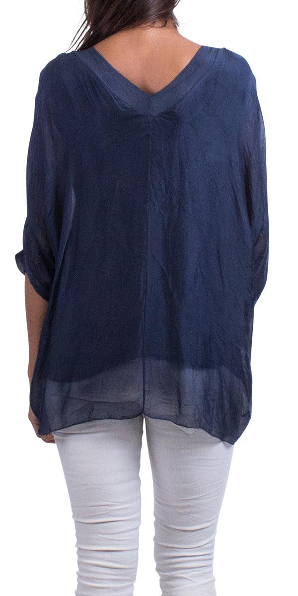 Diana Top - Gigi Moda - Made in Italy # 100% Silk, Blouse, free shipping, Gigi Moda, italian top, Made in Italy, OS, resort, resort wear, Silk, Top, washable