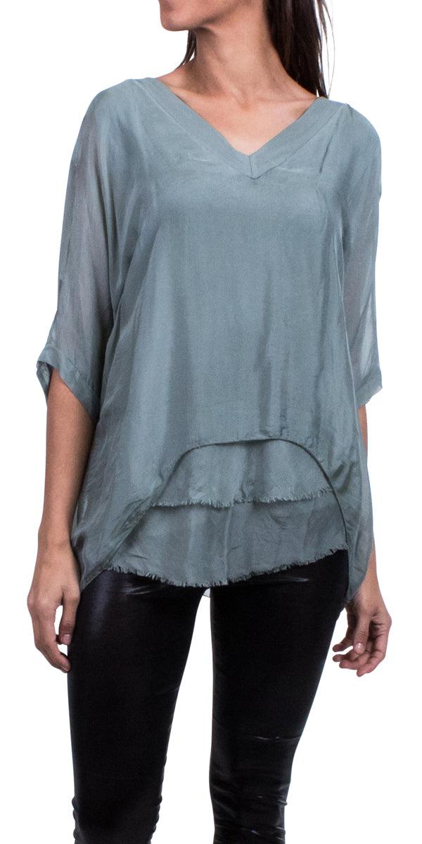 Diana Top - Gigi Moda - Made in Italy # 100% Silk, Blouse, free shipping, Gigi Moda, italian top, Made in Italy, OS, resort, resort wear, Silk, Top, washable