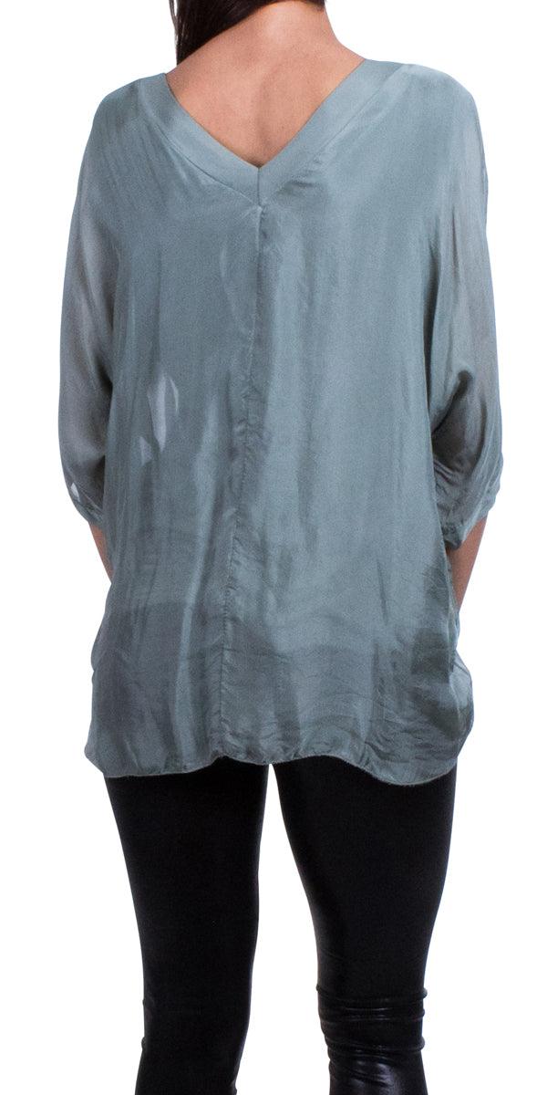 Diana Top - Gigi Moda - Made in Italy # 100% Silk, Blouse, free shipping, Gigi Moda, italian top, Made in Italy, OS, resort, resort wear, Silk, Top, washable