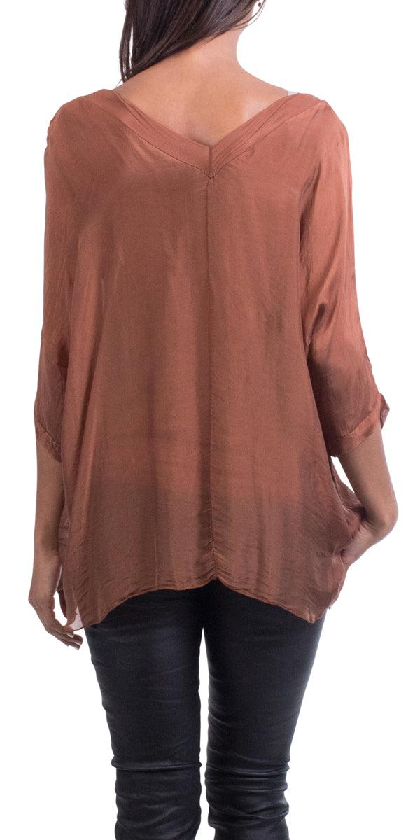 Diana Top - Gigi Moda - Made in Italy # 100% Silk, Blouse, free shipping, Gigi Moda, italian top, Made in Italy, OS, resort, resort wear, Silk, Top, washable